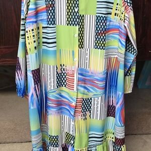 Colorful Geometric Button-Down Dress